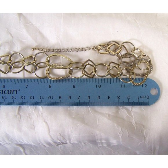 Gold Tone Costume Jewelry Lot Four Long Necklaces Circles and Hoops - Picture 8 of 10